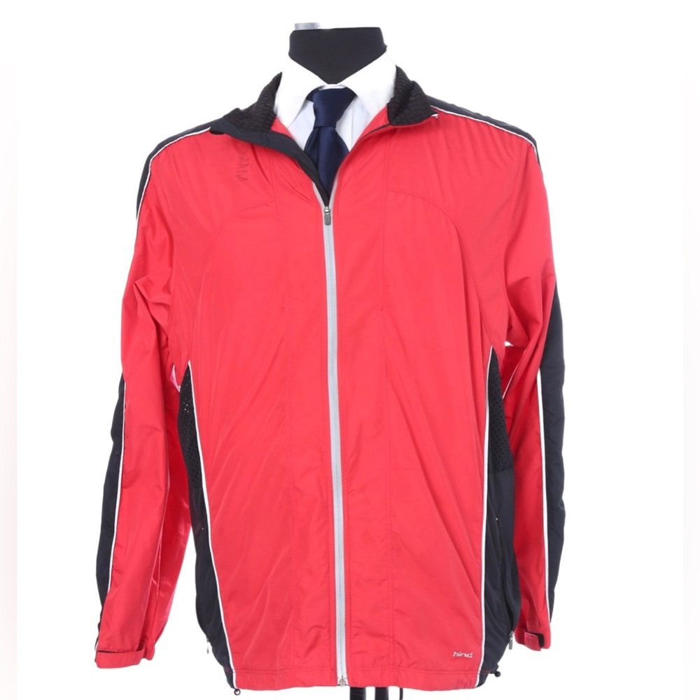 Men’s Hind Coral Red & Blue Reflective Trim Mesh Inset Wind Jacket XL